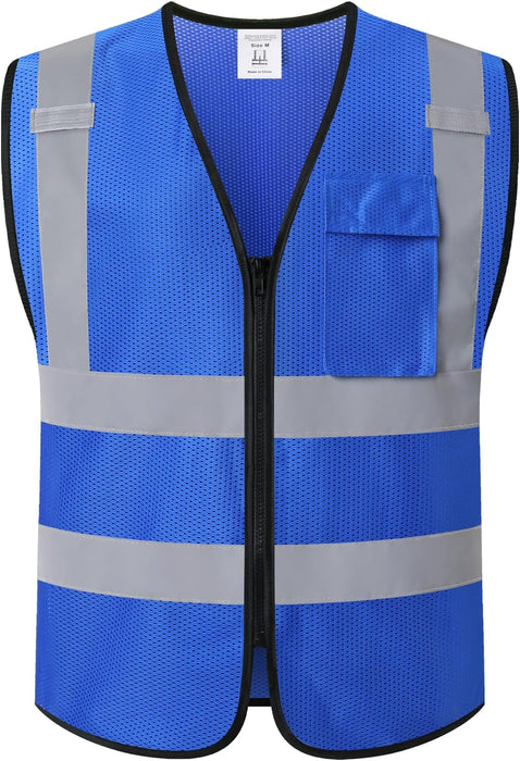 Hi Vis Reflective Safety Vest for Men Women with Chest Pocket Mesh High Visibility Class 2 Construction Vest,Meets ANSI/ISEA Standard(Kz179-Yellow-L)