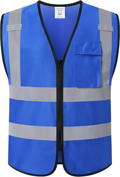 Hi Vis Reflective Safety Vest for Men Women with Chest Pocket Mesh High Visibility Class 2 Construction Vest,Meets ANSI/ISEA Standard(Kz179-Yellow-L)