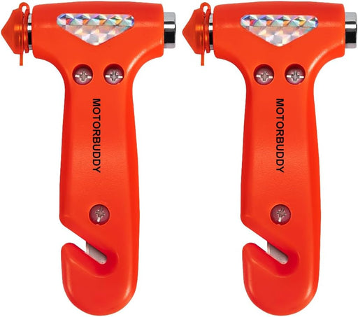 2-Pack Car Safety Hammer Seatbelt Cutter, Auto Emergency Escape Hammer with Window Glass Breaker and Seat Belt Cutter, Striking Red Escape Tool for Car Accidents