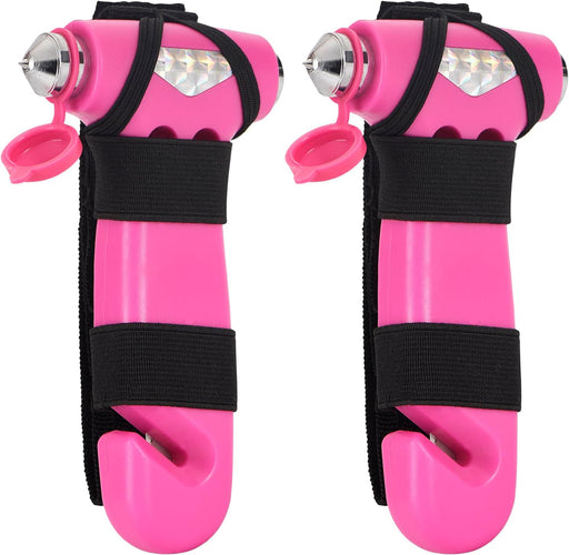 2-Pack Car Safety Hammer Seatbelt Cutter, Auto Emergency Escape Hammer with Window Glass Breaker and Seat Belt Cutter, Striking Red Escape Tool for Car Accidents