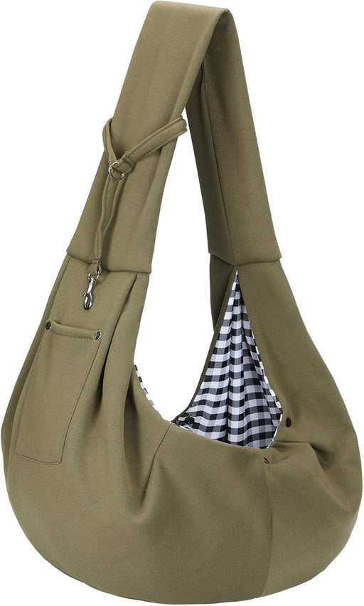 Dog Carrier Sling - Reversible Puppy Carrier Purse with Storage Pocket, Hand-Free Dog Sling Carrier for Carry Small Dogs and Cats, Travel Safety Harness, Dog and Cat Harness(Black)