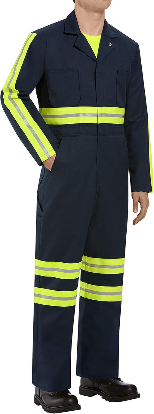 Men'S Enhanced Visibility Twill Action Back Coverall with Chest Pockets, Oversized Fit, Long Sleeve