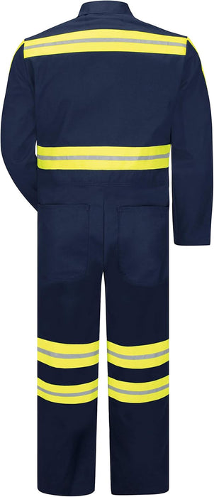 Men'S Enhanced Visibility Twill Action Back Coverall with Chest Pockets, Oversized Fit, Long Sleeve