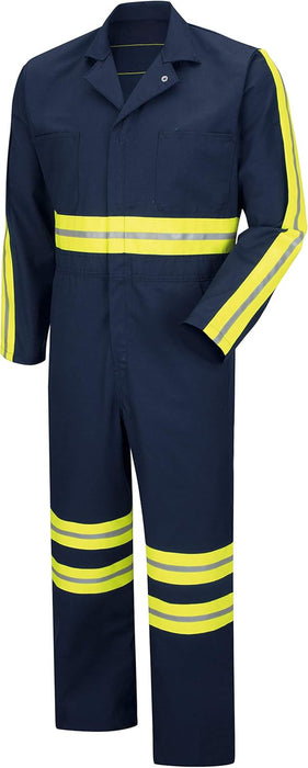 Men'S Enhanced Visibility Twill Action Back Coverall with Chest Pockets, Oversized Fit, Long Sleeve