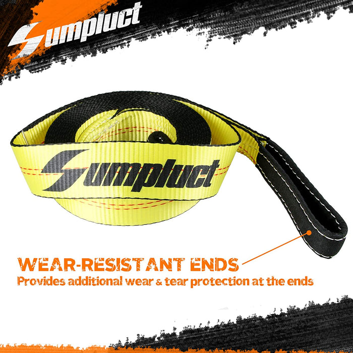 Recovery Tow Strap 2In X 20Ft Heavy Duty 20,000 Lbs Break Strength, Use for Emergency Towing Rope, Tree Saver, Winch Extension, Triple Reinforced Loops, Protective Sleeves,Car Accessories
