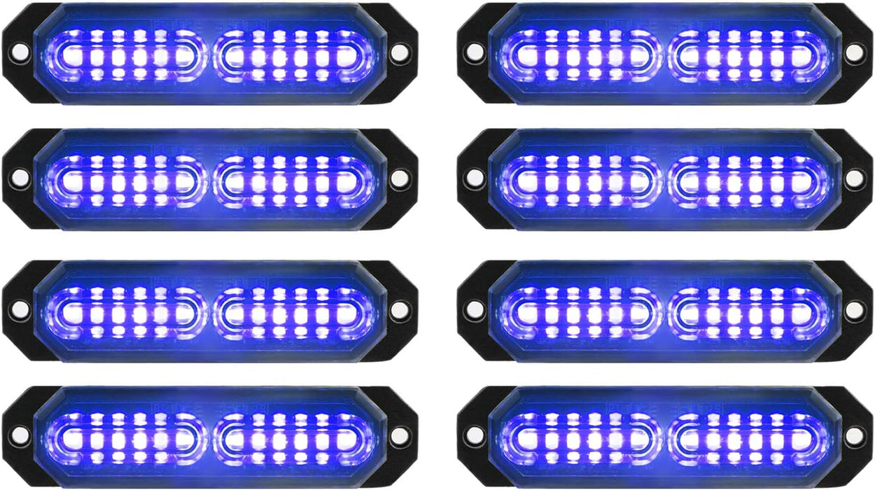 "Ultra Slim 12-LED Sync Feature Strobe Lights for Truck Car Vehicle - Emergency Beacon Hazard Warning Lights"