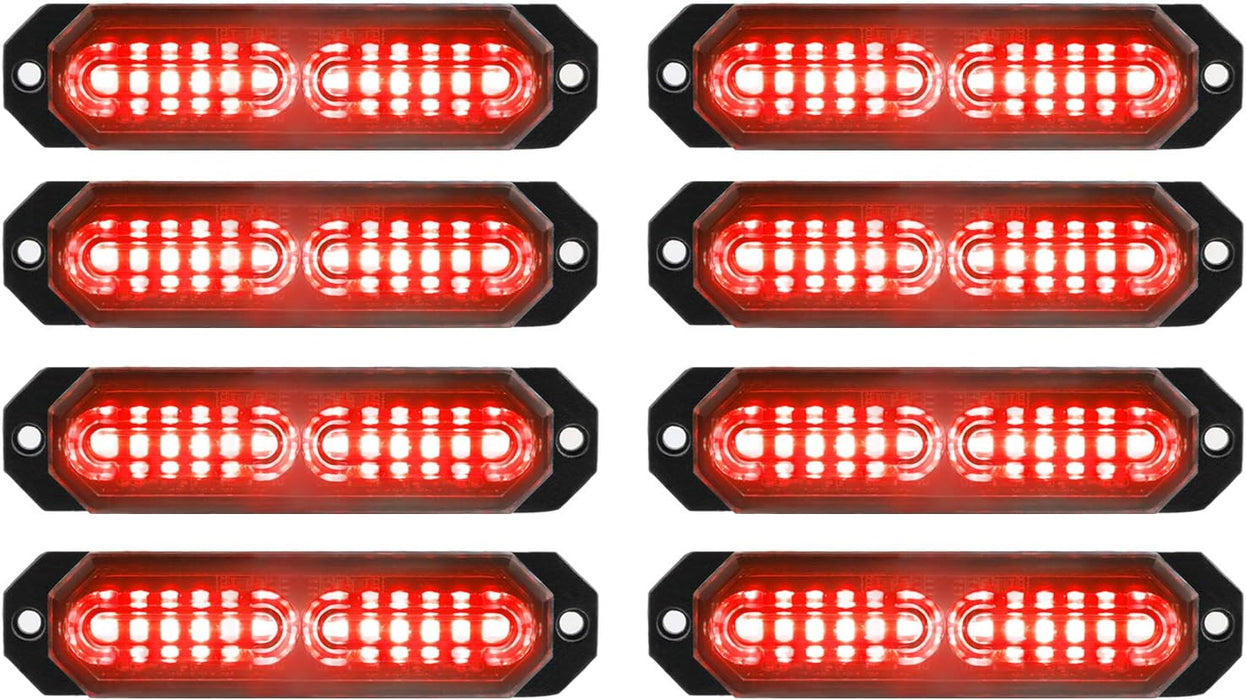 "Ultra Slim 12-LED Sync Feature Strobe Lights for Truck Car Vehicle - Emergency Beacon Hazard Warning Lights"