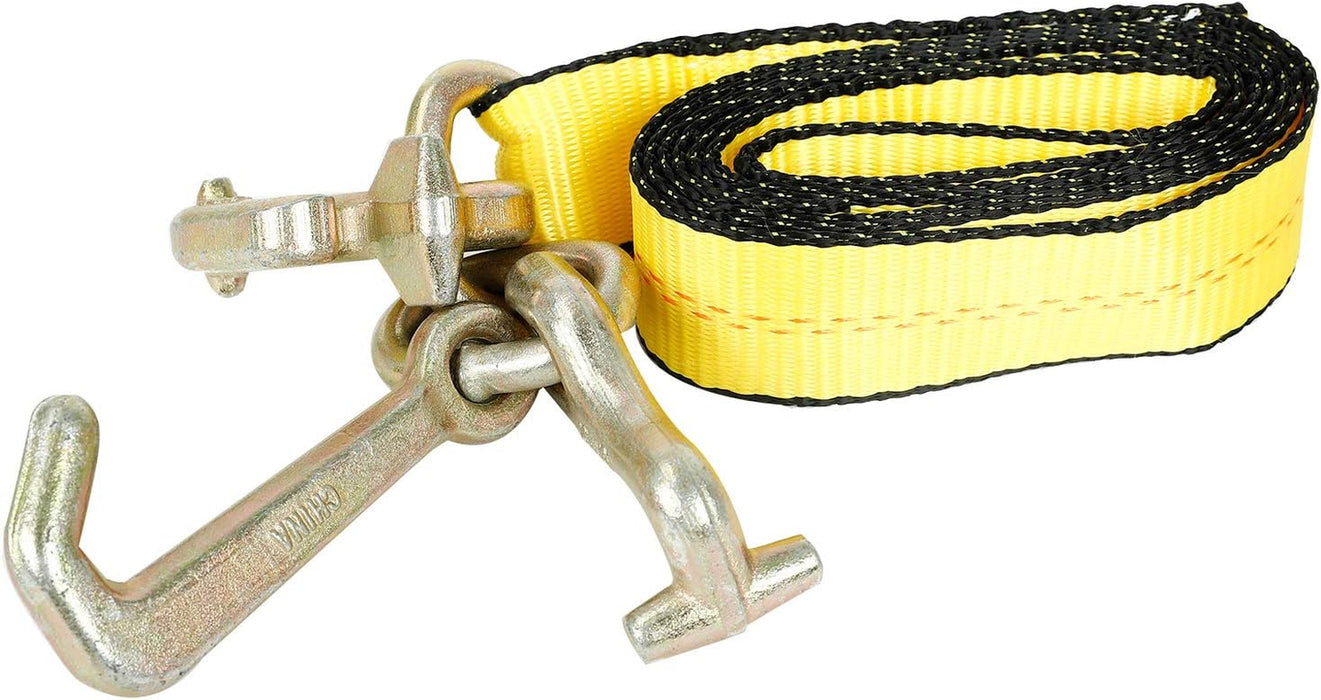 4Pcs 2" X 8' Truck Winch Tie down Straps with RTJ Cluster Hook Heavy Duty Webbing Complete RTJ Strapes 3 Chain Link RTJ Cluster Hook Towing Truck Anchor Wrecker Tie Down