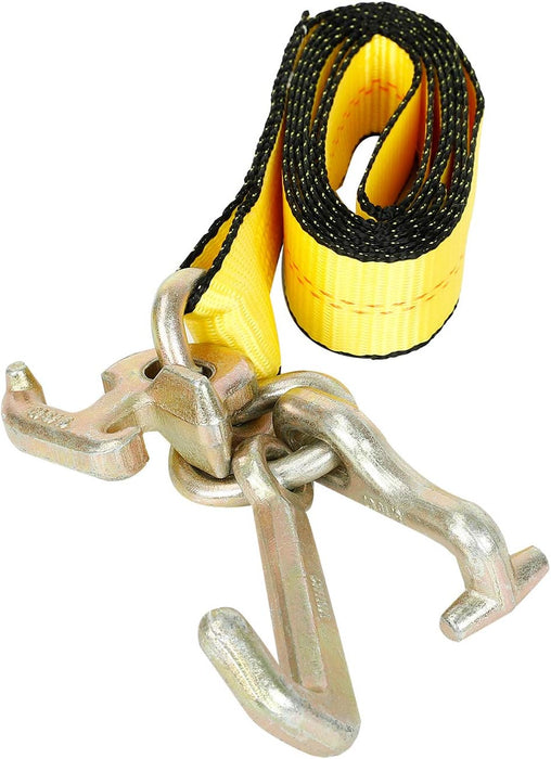 4Pcs 2" X 8' Truck Winch Tie down Straps with RTJ Cluster Hook Heavy Duty Webbing Complete RTJ Strapes 3 Chain Link RTJ Cluster Hook Towing Truck Anchor Wrecker Tie Down