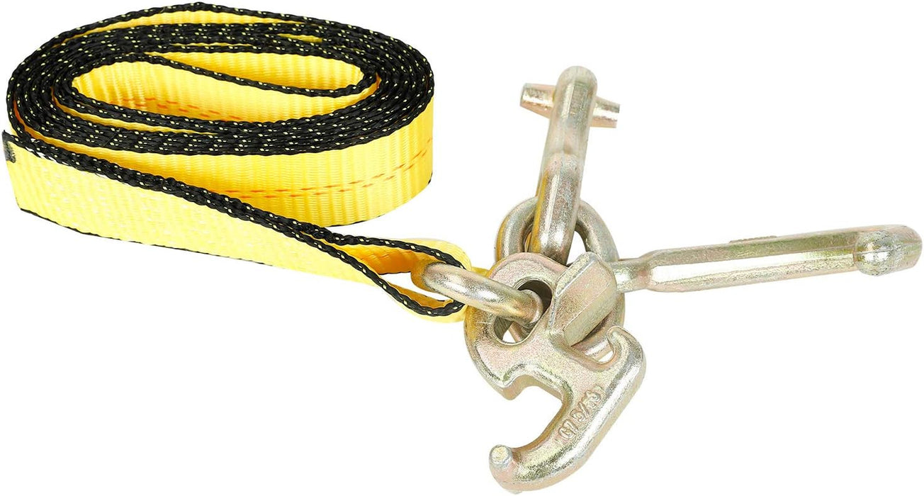 4Pcs 2" X 8' Truck Winch Tie down Straps with RTJ Cluster Hook Heavy Duty Webbing Complete RTJ Strapes 3 Chain Link RTJ Cluster Hook Towing Truck Anchor Wrecker Tie Down