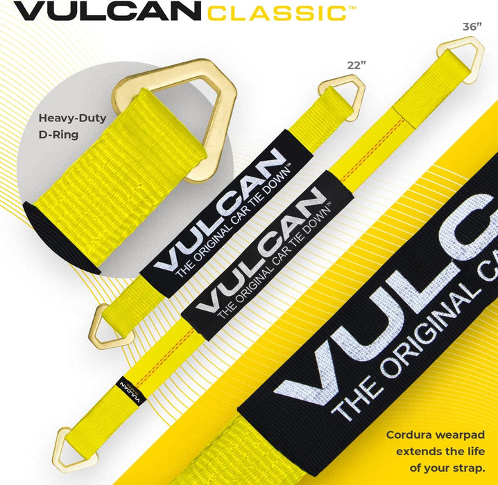 Complete Axle Strap Tie down Kit with Snap Hook Ratchet Straps - Classic Yellow - Includes (4) 22 Inch Axle Straps, (4) 36 Inch Axle Straps, and (4) 8' Snap Hook Ratchet Straps