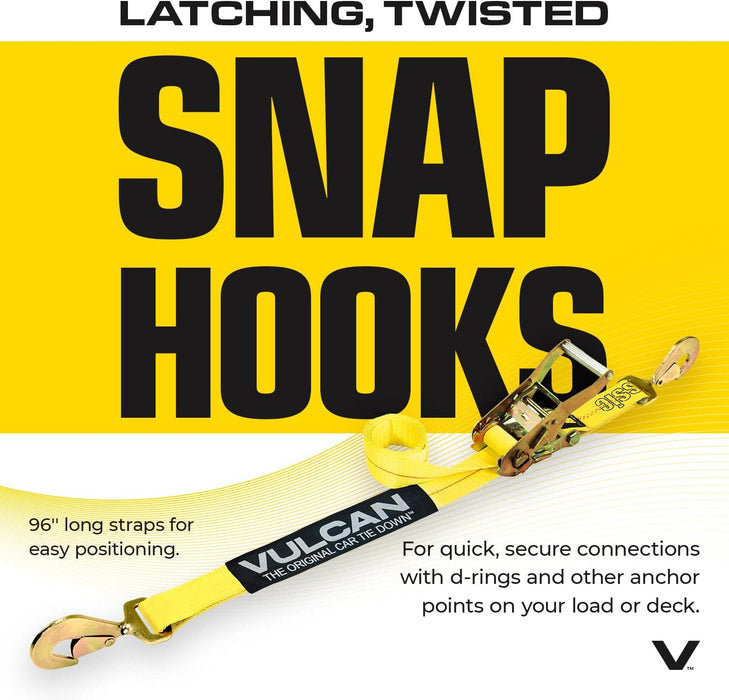 Complete Axle Strap Tie down Kit with Snap Hook Ratchet Straps - Classic Yellow - Includes (4) 22 Inch Axle Straps, (4) 36 Inch Axle Straps, and (4) 8' Snap Hook Ratchet Straps