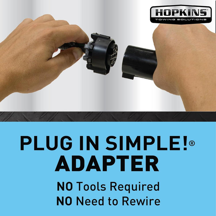 Hopkins 7 Blade to 4 Wire Flat Vehicle to Trailer Connector Adapter Plug, Universal Fit for Vehicles with 7 Blade Adapters (47345)
