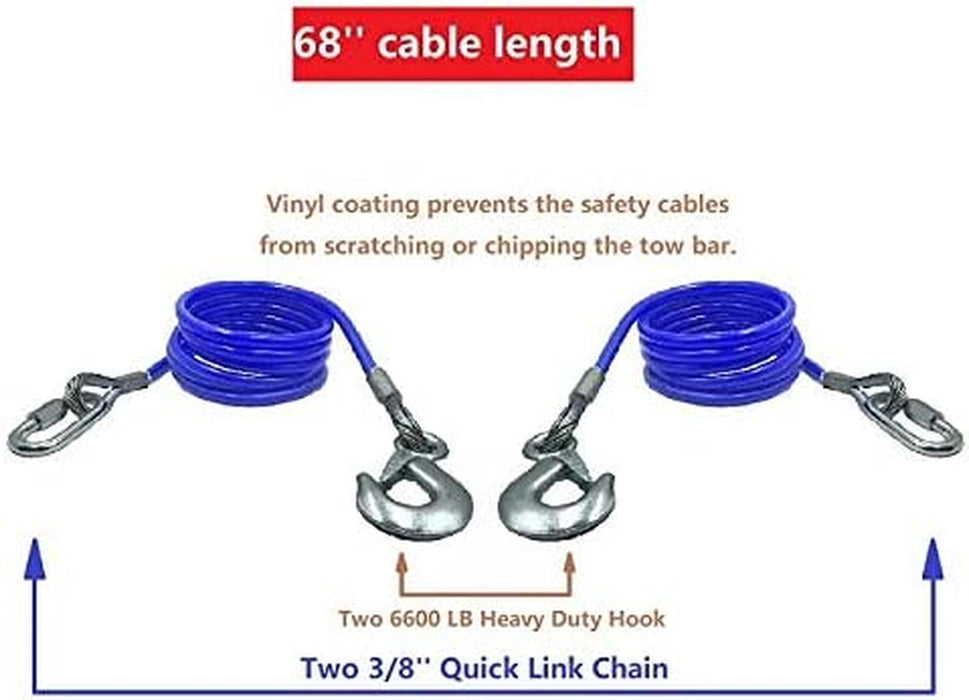 Trailer Safety Chains Cables 68 Inch for Towing Bar,12000 Lbs Loading One Pair(Two Pack)