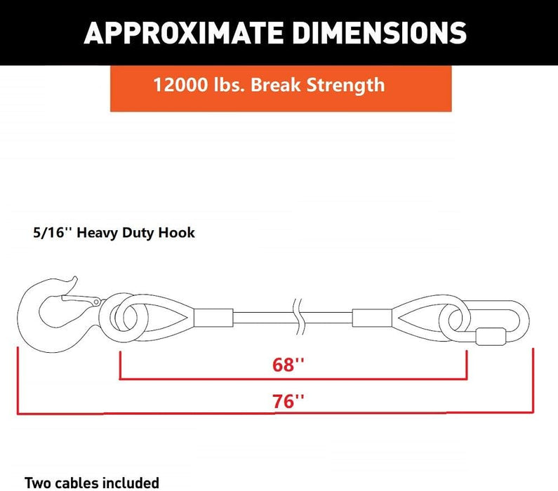 Trailer Safety Chains Cables 68 Inch for Towing Bar,12000 Lbs Loading One Pair(Two Pack)