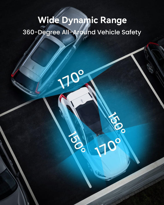N5 4 Channel Dash Cam 360° View, 1080P Front and Rear Inside, Left Right Dash Camera for Cars, 8 IR Lamps Night Vision, 5G Wifi & APP Control, G-Sensor, Parking Mode, with a Free 128GB SD Card