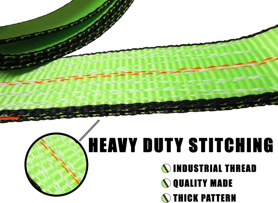 (4 Pack) High Viz Green 2" X 8 FT Wheel Lift Straps for Tow Dolly/Wheel Lift Truck Wrecker Car Hauler