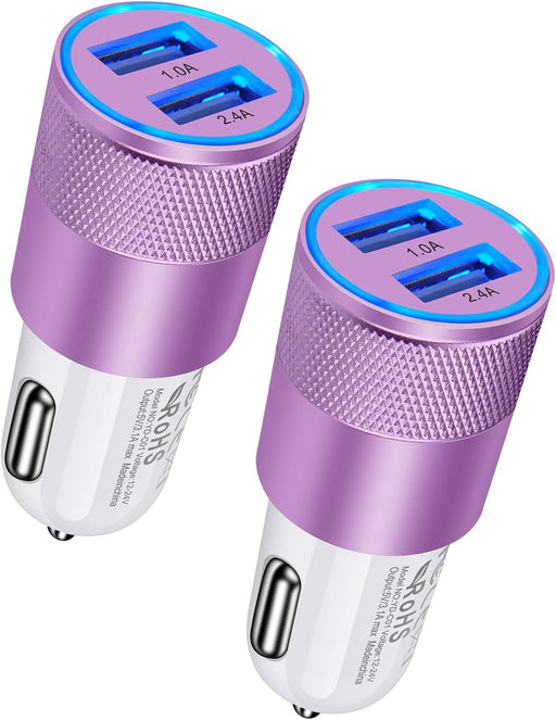 Car Charger, [2Pack/3.4A] Fast Charge Dual Port USB Cargador Carro Lighter Adapter for Iphone 15 14 13 12 11 Pro Max X XR XS 17 plus 16, Ipad, Samsung Galaxy S23 S22 S21 S25 plus S7 J7 S10E S9 Note 8