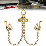 V Bridle Tow Chain|G80-5/16 Inch × 3 Foot Bridle Trailer Chain with R-T-J Cluster Hooks and Grab Hooks|7100 Lbs Working Load Limit|Bridle Transport Chain Heavy Duty with T-J Hook for Rollback