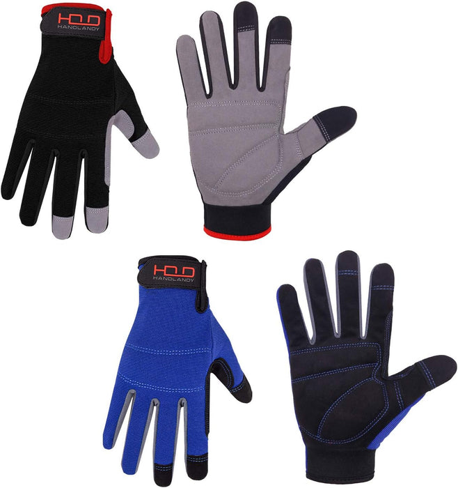 Work Gloves for Men & Women, Utility Mechanic Working Gloves Touch Screen, Flexible Yard Work Gloves