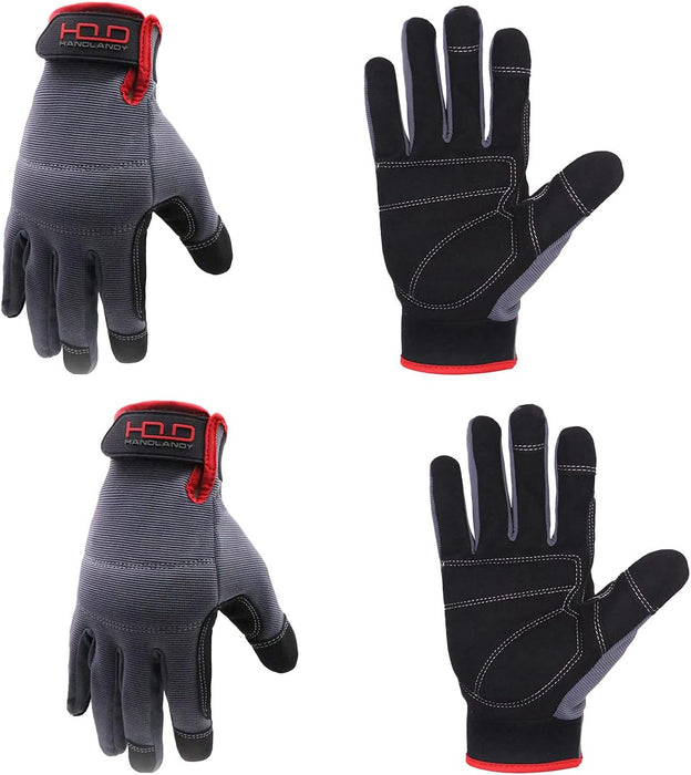Work Gloves for Men & Women, Utility Mechanic Working Gloves Touch Screen, Flexible Yard Work Gloves