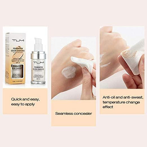 BestLand TLM Colour Changing Foundation with lightweight, hydrating formula, provides flawless coverage, adapts to skin tone, conceals wrinkles.