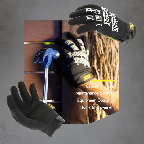 Mechanix Wear Original Work Gloves - Multi-Purpose Outdoor Work Gloves - Touchscreen Capable - Secure Fit - Durable & Machine Washable - Breathable & Comfortable - Large - Black