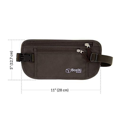 Money Belt for Travel with RFID Blocking Technology - Hidden Travel Money Pouch for Cash, Credit Cards, Passport, and Travel Valuables - Secure Water Resistant Money Belt for Men and Women (Brown)