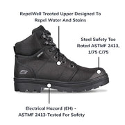 Skechers Women's Work Rotund Darragh Work Lace-Up Boot Safety Toe, Black, 8.5 - Durrett Recovery