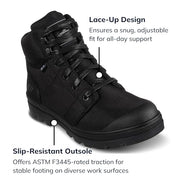 Skechers Women's Work Rotund Darragh Work Lace-Up Boot Safety Toe, Black, 8.5 - Durrett Recovery