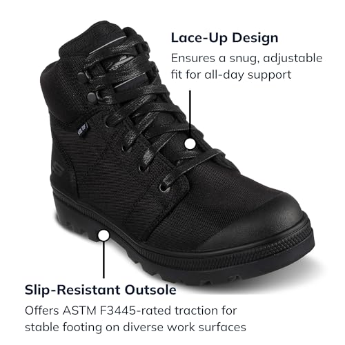 Skechers Women's Work Rotund Darragh Work Lace-Up Boot Safety Toe, Black, 8.5 - Durrett Recovery