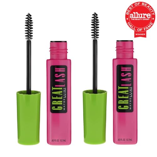 Maybelline Great Lash Washable Mascara Makeup, Volumizing Lash-Doubling Formula That Conditions As It Thickens, Very Black, 2 Count - Durrett Recovery