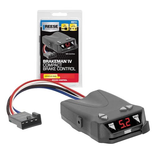 REESE Towpower 8507111 Brakeman IV Time-Delay Brake Controller for Trailers with 1-4 Axles, Compatible with Ford, GM, Chevy, Dodge, RAM, Toyota, Jeep. Wiring Harness Sold Separately.