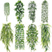 4Pcs Fake Plants Hanging Artificial Ivy Vine Faux Eucalyptus Hanging Plants, Boston Fern, String of Pearls for Living Room Bedroom Boho Wall Shelf Indoor Outdoor Decor