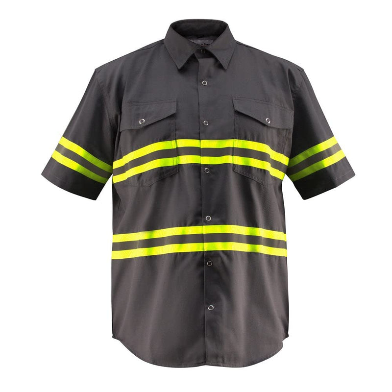 Premium High Visibility Hi Vis Reflective Safety Work Shirts - Short Sleeve (Small, Dark Grey)