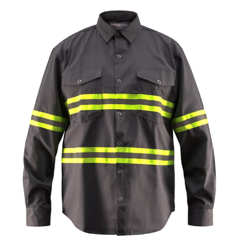 Premium High Visibility Hi Vis Reflective Safety Work Shirts - Long Sleeve (Small, Dark Grey)