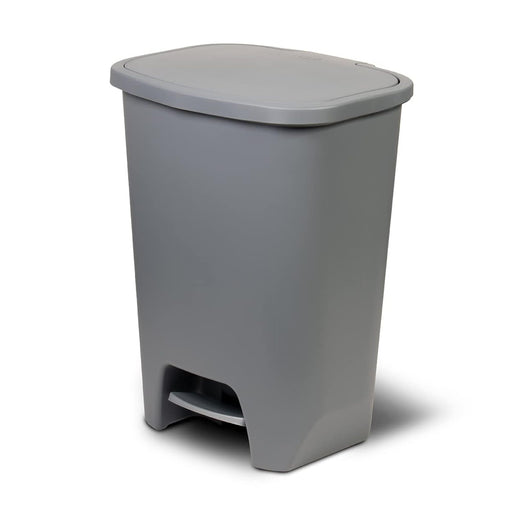 Grey Glad kitchen trash can with step-on foot pedal, lid, odor protection, 20-gallon capacity, and garbage bag rings.