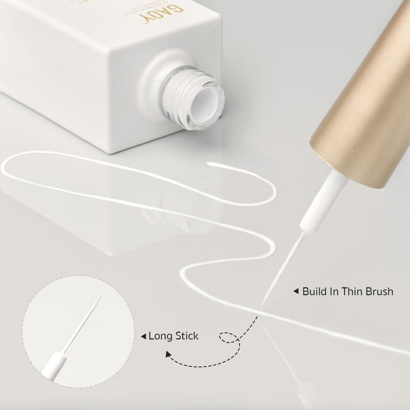 GAOY white swirl gel nail polish art liner with thin brush, 12ml UV light cure gel for DIY French manicure at home