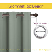 NICETOWN black blackout curtains in greyish green, thermal insulated room darkening drape panels for bedroom or window.