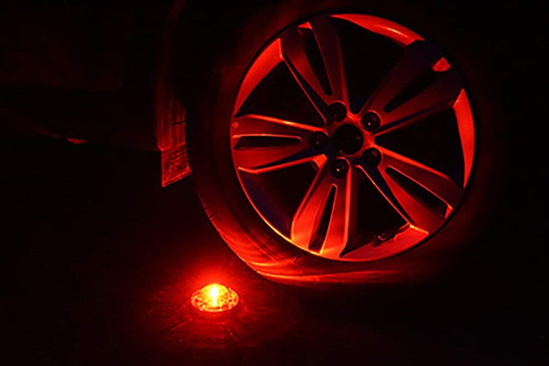 StonePoint LED Lighting emergency LED road flare kit with 3 bright beacons, magnetic bases, flashing and steady red lights, in storage bag.