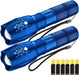 LED Flashlight 2 Pack, Bright Tactical Torch High Lumens with 5 Modes, Waterproof Zoomable Flash Light, Christmas Stocking Stuffers Gifts for Men, Hunting Camping Essentials Gear
