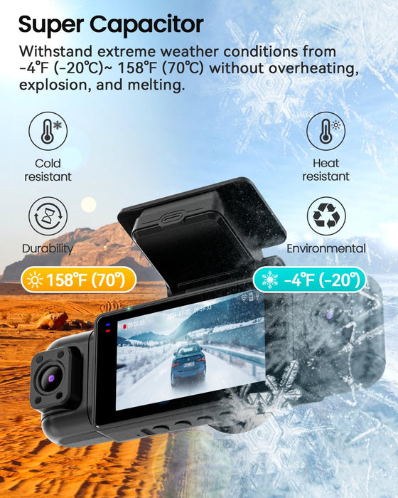 N5 4 Channel Dash Cam 360° View, 1080P Front and Rear Inside, Left Right Dash Camera for Cars, 8 IR Lamps Night Vision, 5G Wifi & APP Control, G-Sensor, Parking Mode, with a Free 128GB SD Card