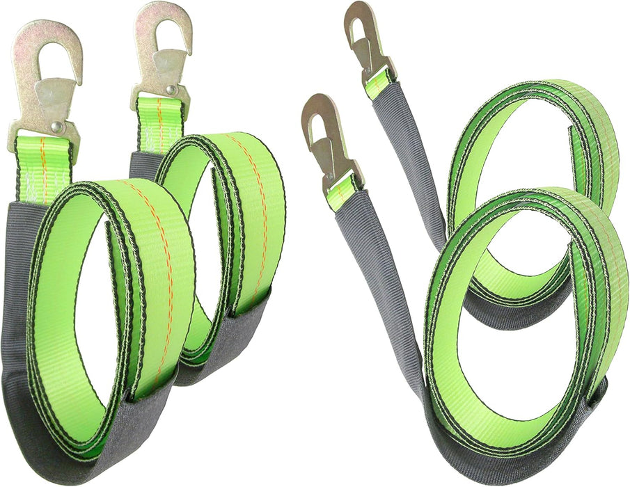 (4 Pack) High Viz Green 2" X 8 FT Wheel Lift Straps for Tow Dolly/Wheel Lift Truck Wrecker Car Hauler