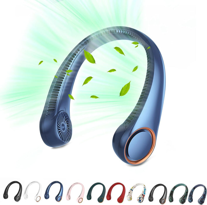 Portable Neck Fan, Hands Free Bladeless, 360° Cooling Personal Fan,Wearable Quiet Fan for Outdoor Indoor, Birthday Gifts for Men Women Mom Dad, 4000Mah Battery USB Rechargeable, 3-Speeds(Black)