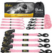 Ultimate Heavy-Duty 4-Piece Pink Ratchet Tie Down Straps Kit - 2400Lb Break Strength, 1" x 16FT with Soft Loops & Safety S Hooks for Securely Transporting Trucks, Motorcycles, and More!