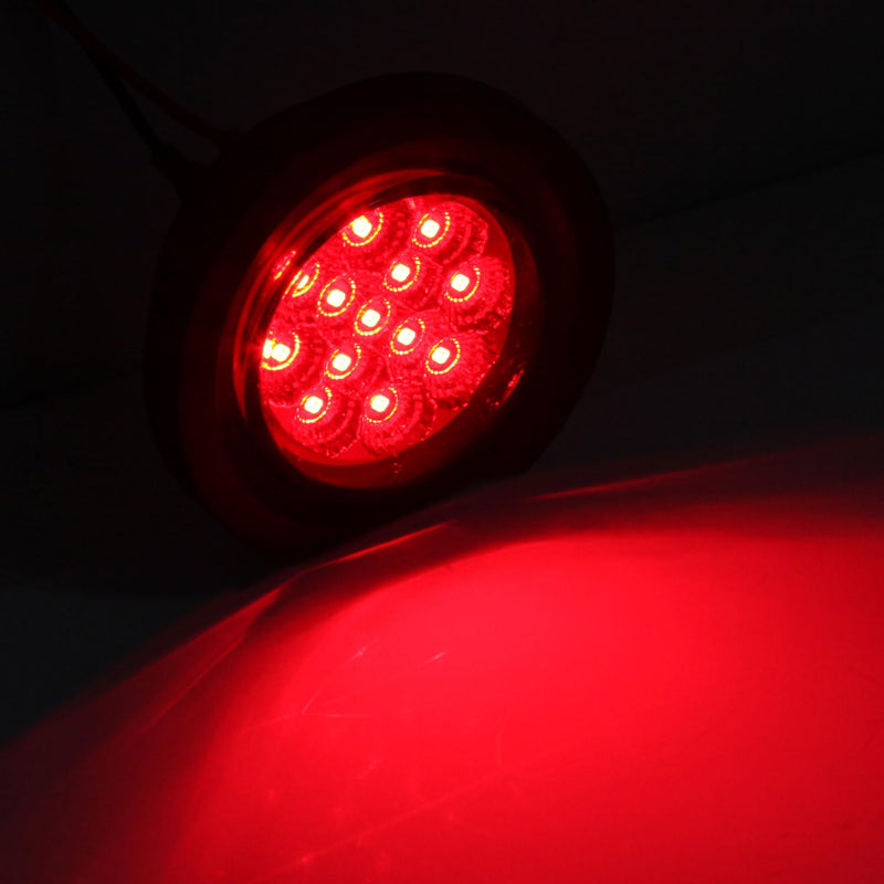 Partswcgg 2.5-inch round LED marker lights with 13 LEDs, amber and red reflectors, waterproof trailer clearance lights with grommets
