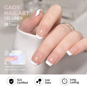 GAOY white swirl gel nail polish art liner with thin brush, 12ml, for DIY French manicure, UV light cure, classic color design.