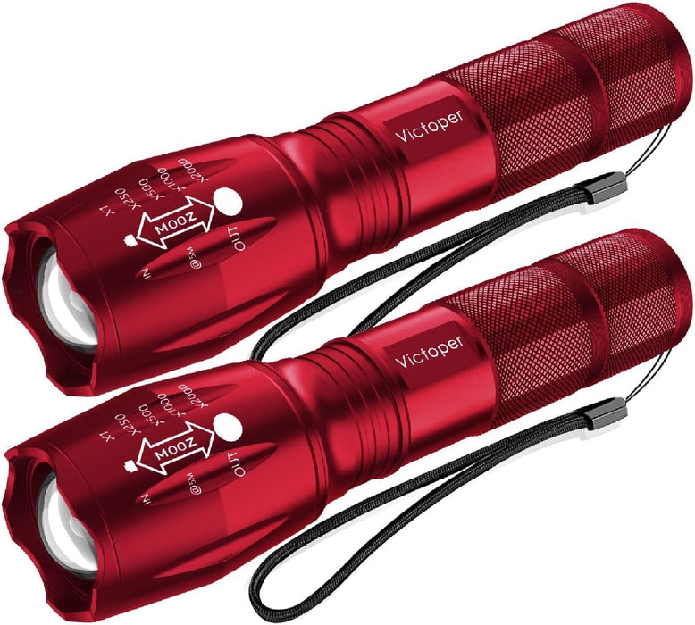 LED Flashlight 2 Pack, Bright Tactical Torch High Lumens with 5 Modes, Waterproof Zoomable Flash Light, Christmas Stocking Stuffers Gifts for Men, Hunting Camping Essentials Gear