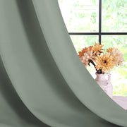 NICETOWN greyish green blackout curtain panels, thermal insulated room darkening drapes for bedroom or window, noise reducing.