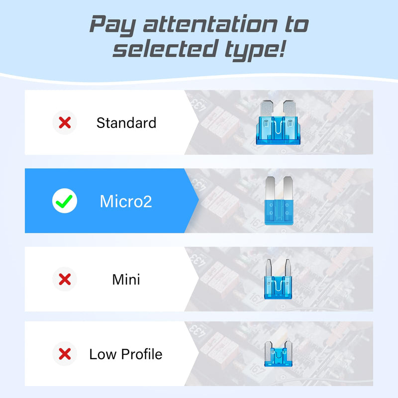 JOREST 60Pcs Micro Assorement Fuses Kit -Micro2 Fuse kit, Micro 2 Automotive Replacement Fuses for Car RV Truck Motorcycle(2Amp 3A 5A 7.5A 10A 15A 20A 25A 30A 35A 40A)
